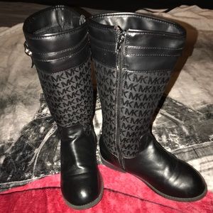 Leather/MK print children’s boots